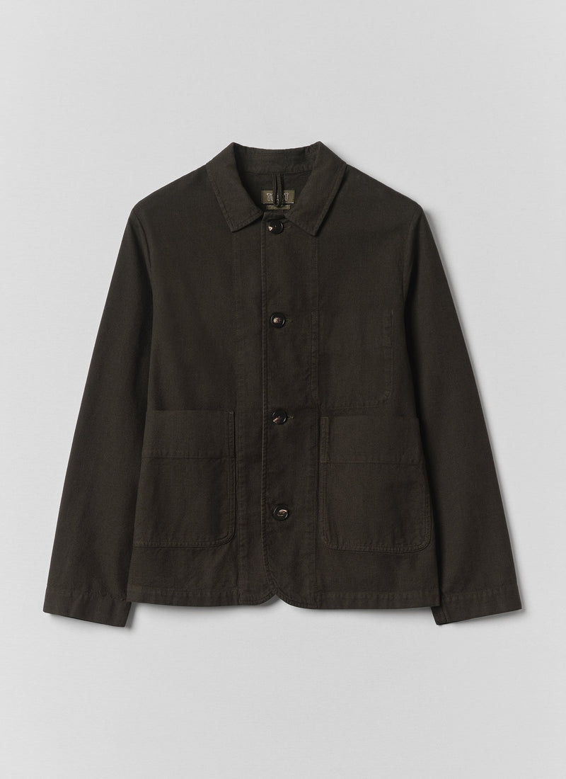 Unstructured Overdyed Micro Houndstooth Jacket | Grey Olive
