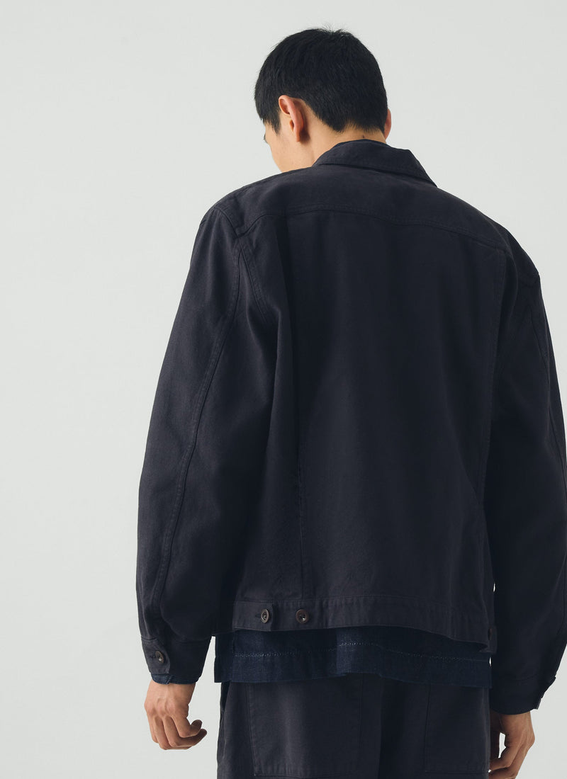 Garment Dyed Cotton Short Jacket | Dark Steel