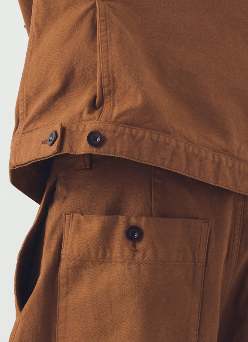 Garment Dyed Cotton Short Jacket | Brown Anise