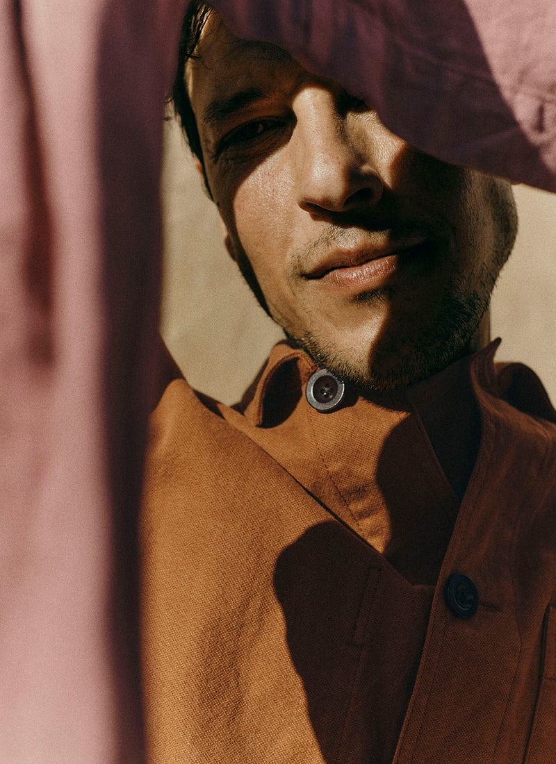Garment Dyed Cotton Short Jacket | Brown Anise