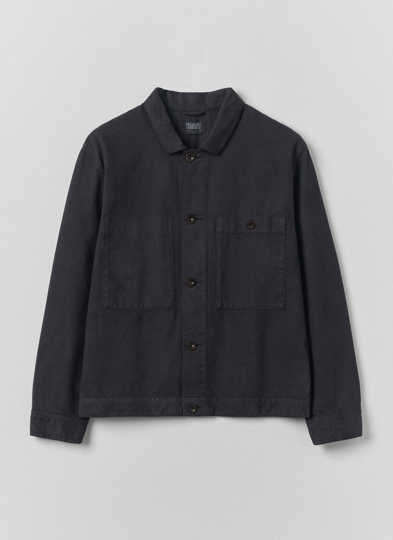 Garment Dyed Cotton Short Jacket | Dark Steel
