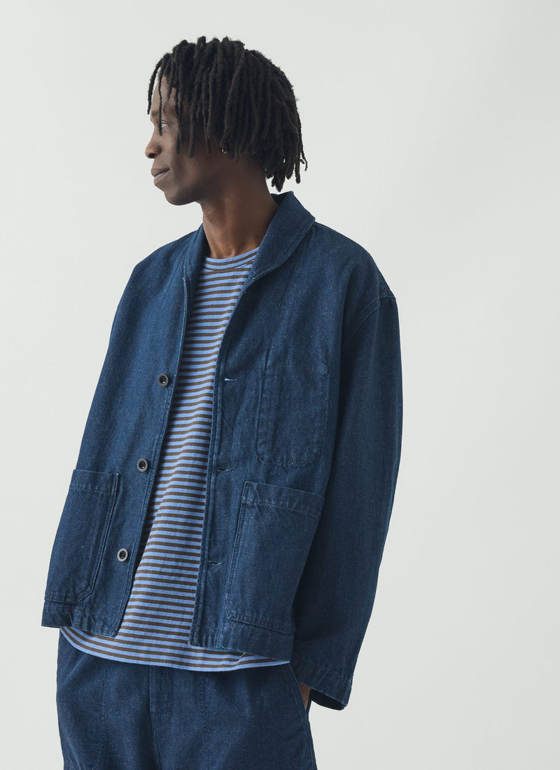 Cotton Linen Denim Jacket | Indigo
