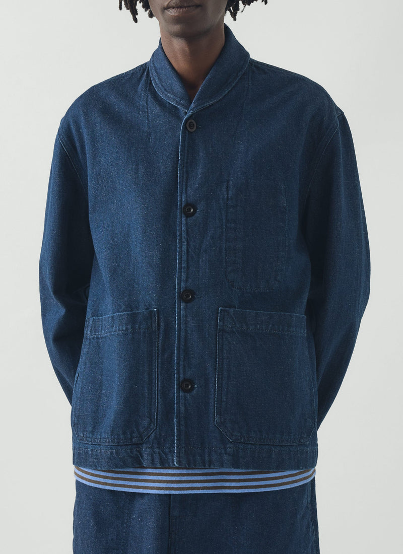 Cotton Linen Denim Jacket | Indigo