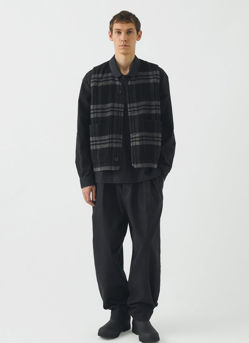 Melton Wool Check Gilet | Charcoal
