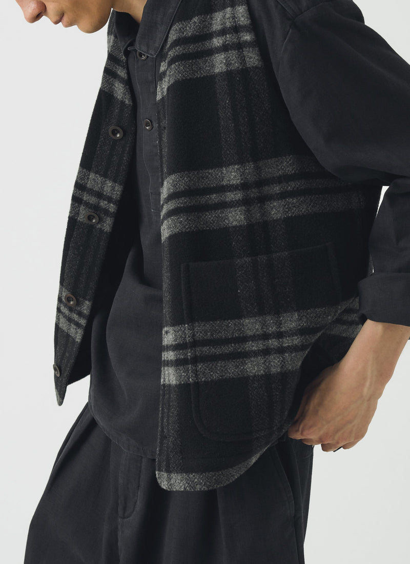 Melton Wool Check Gilet | Charcoal