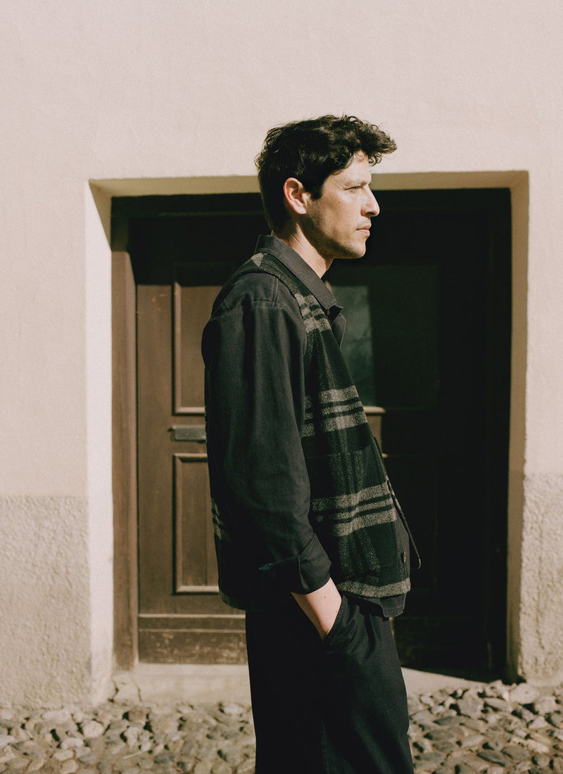 Melton Wool Check Gilet | Charcoal