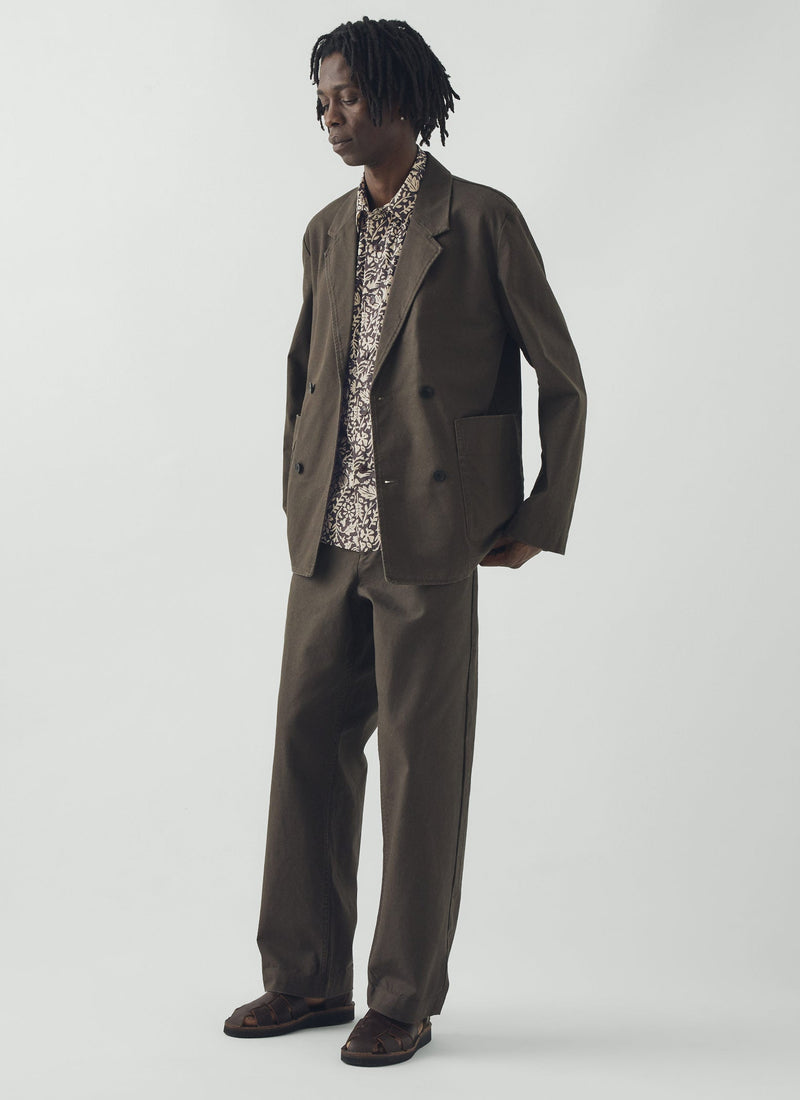 Cotton Canvas Double Breasted Jacket | Flint Grey
