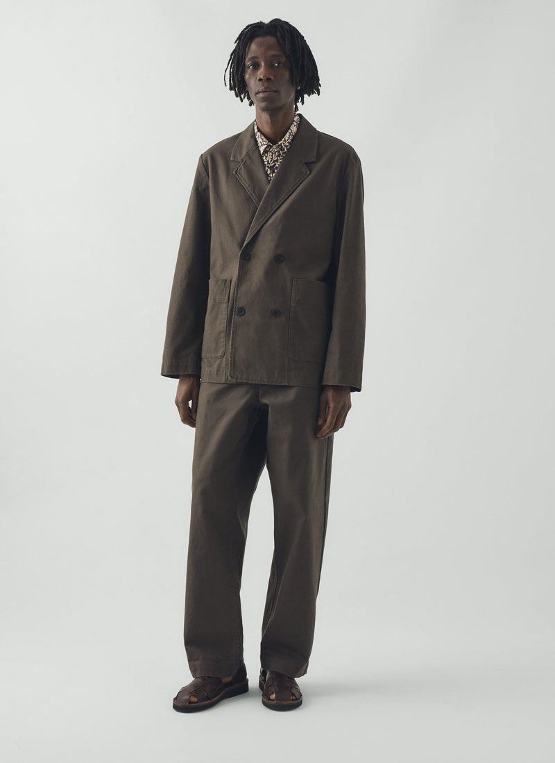 Cotton Canvas Double Breasted Jacket | Flint Grey