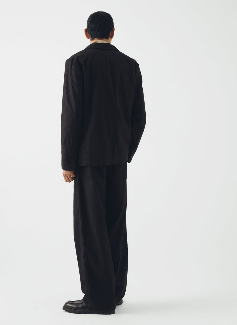 Brushed Herringbone Revere Collar Jacket | Chocolate