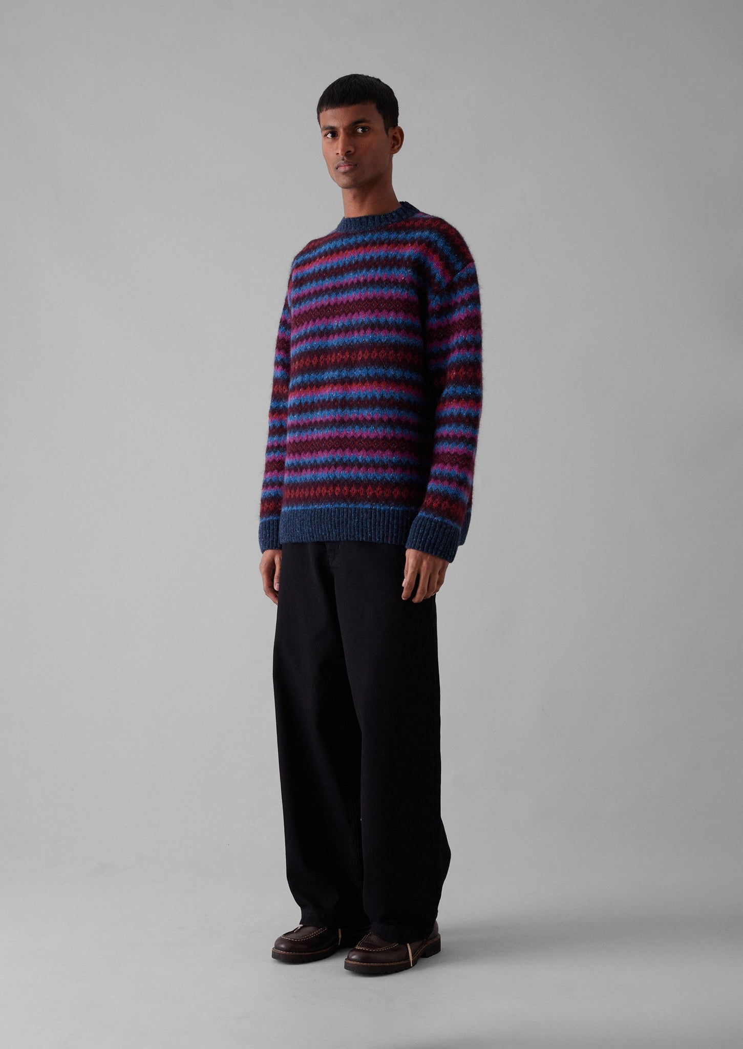 Soundwave Jacquard Crew Neck Sweater | Amethyst Multi