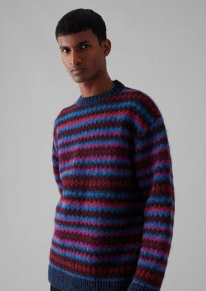 Soundwave Jacquard Crew Neck Sweater | Amethyst Multi