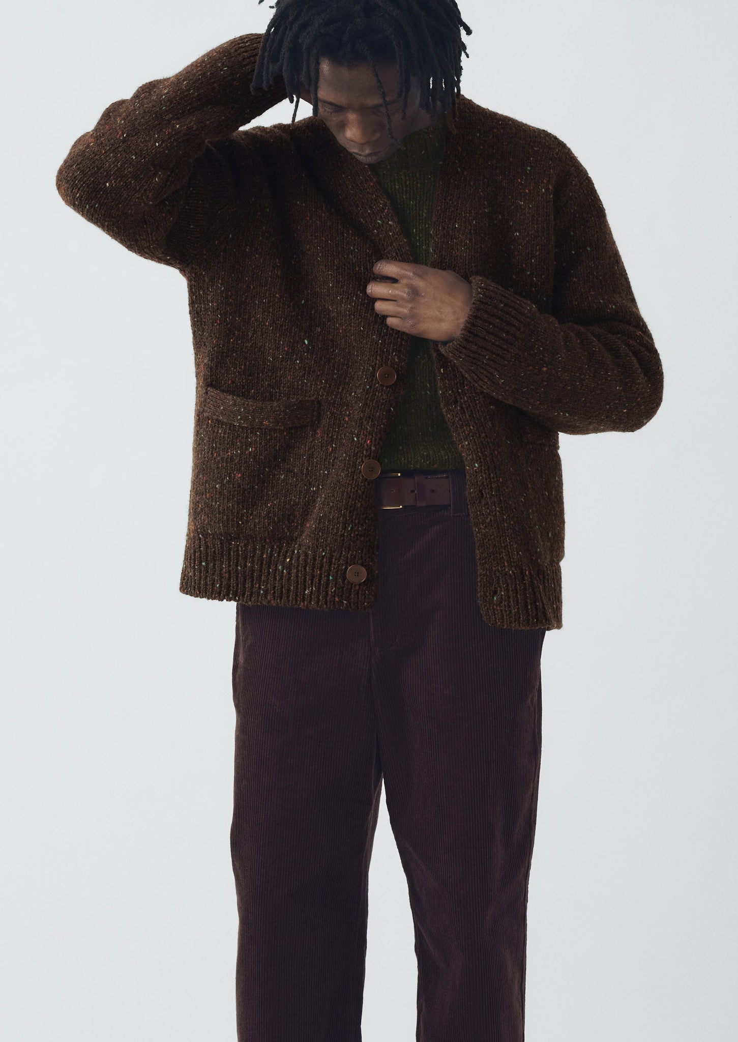 Donegal Wool V-Neck Cardigan | Bark