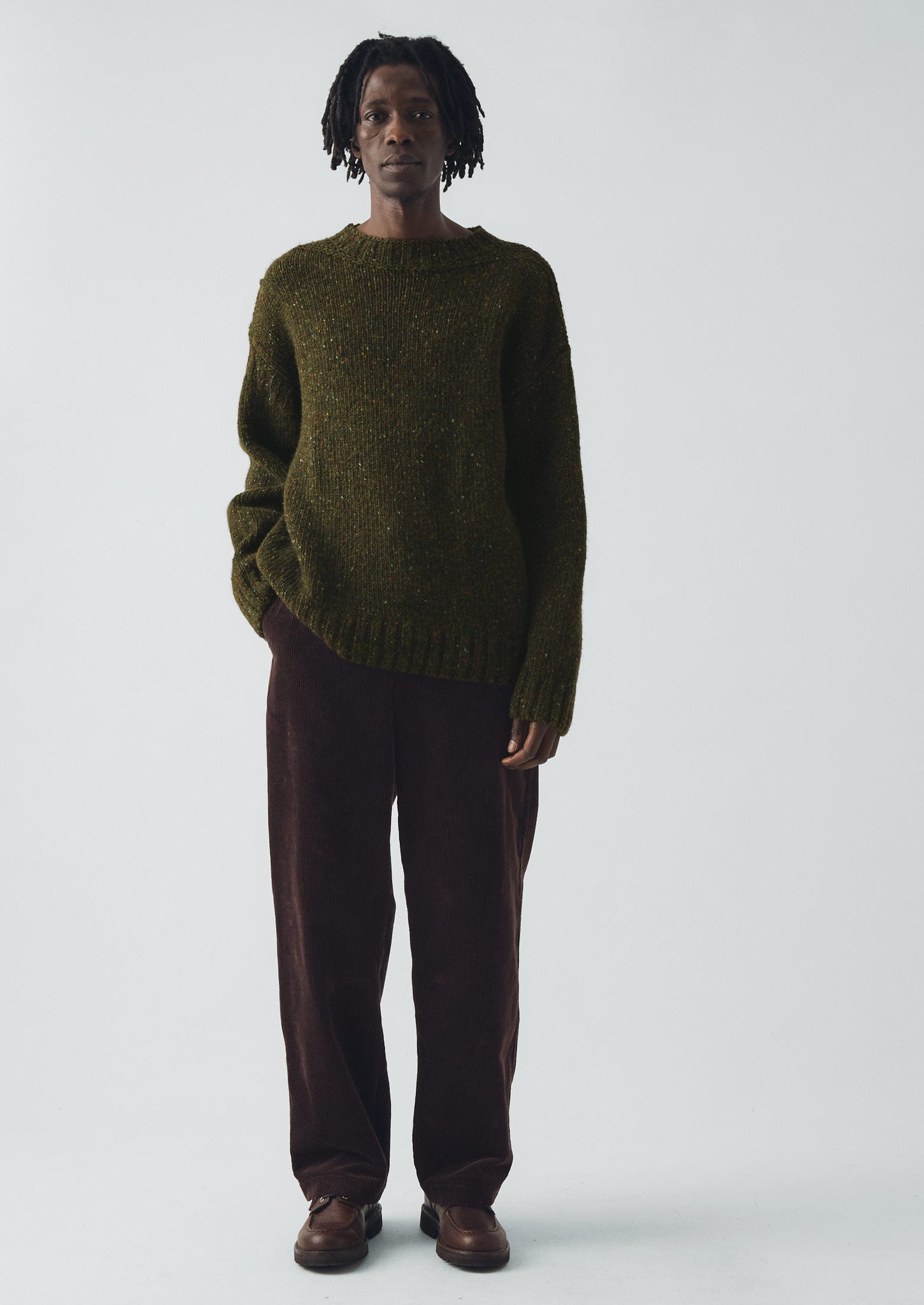 Finn Donegal Wool Sweater | Khaki
