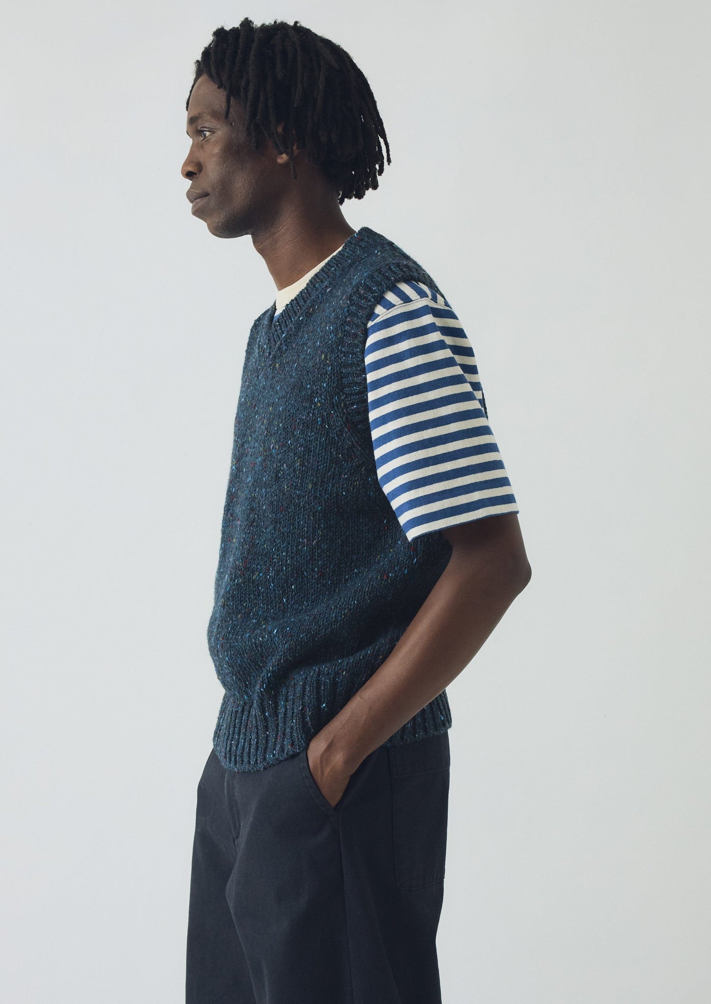 Donegal Wool Knitted Tank | Midnight