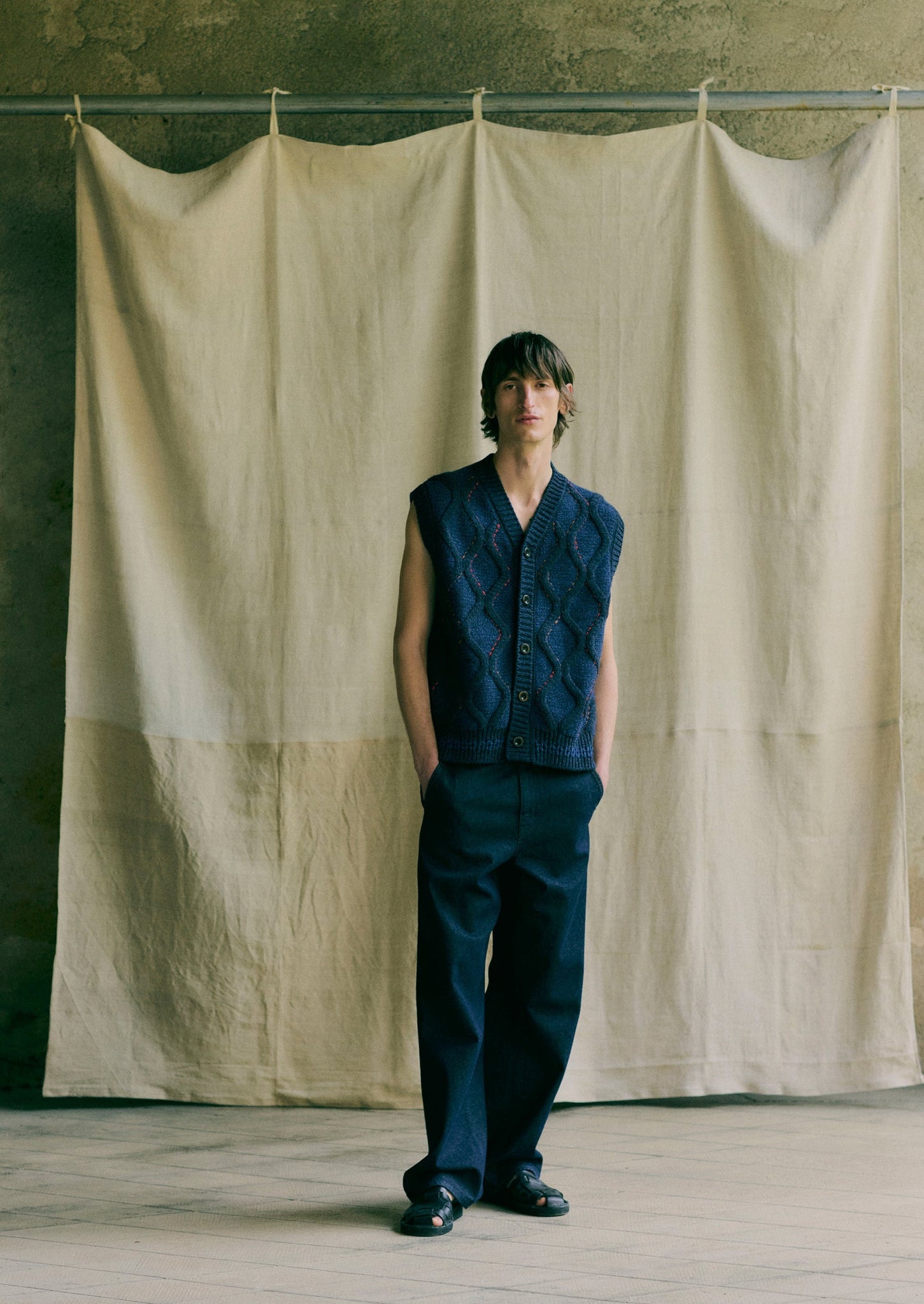 Hand Embellished Button Through Tank | Blue Multi