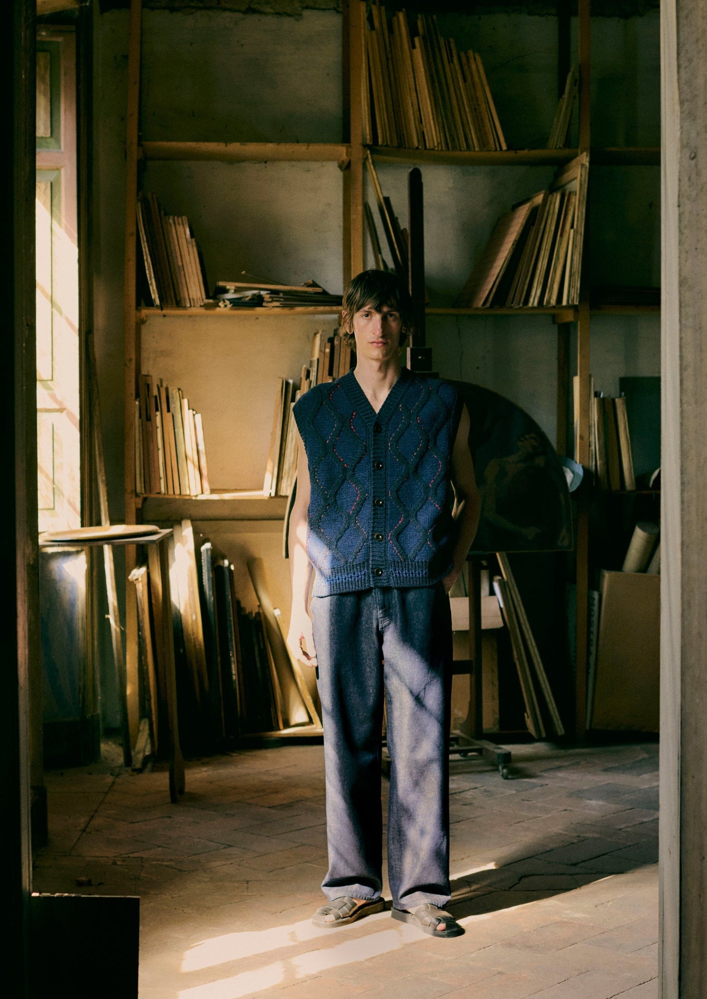 Hand Embellished Button Through Tank | Blue Multi