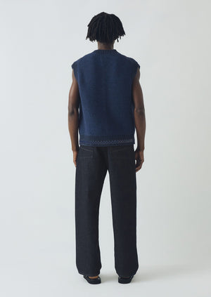 Hand Embellished Button Through Tank | Blue Multi