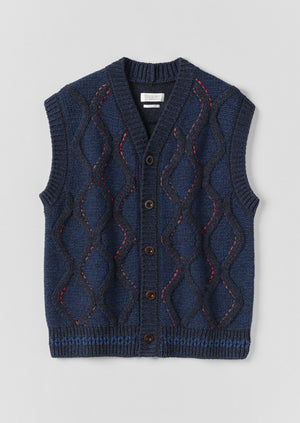 Hand Embellished Button Through Tank | Blue Multi