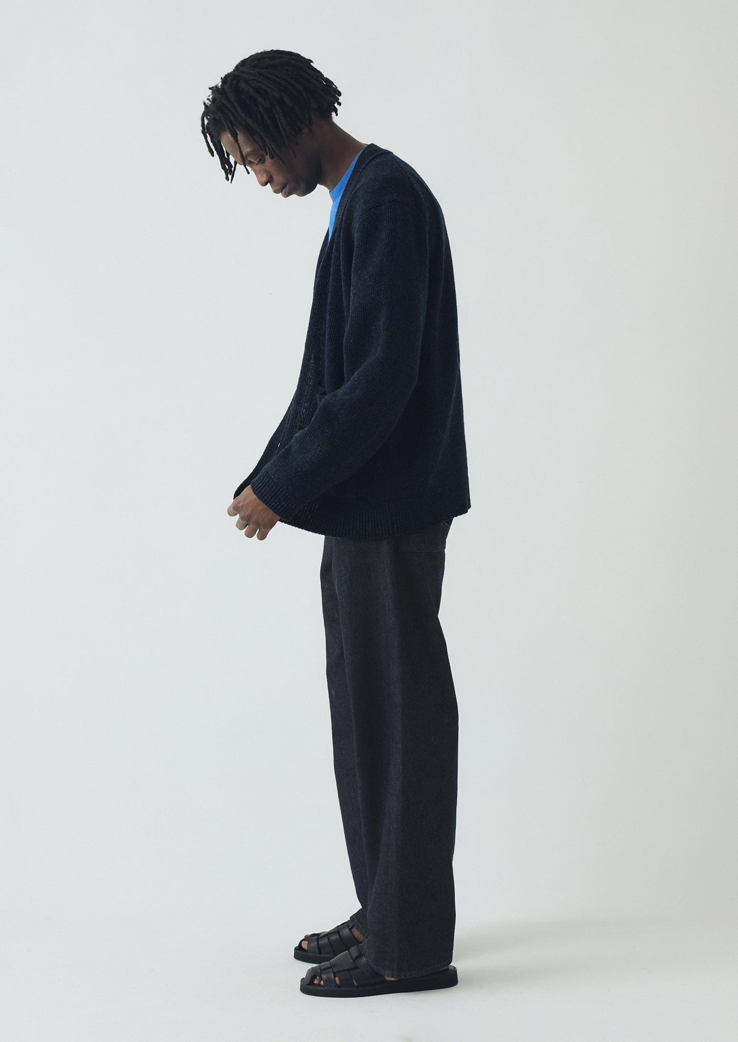 Melange Wool Cardigan | Navy Melange