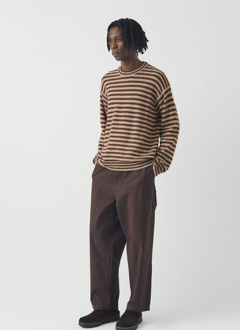 Stripe Alpaca Wool Sweater | Dark Terracotta/Oatmeal