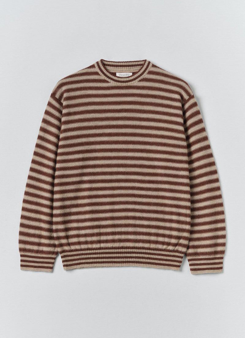 Stripe Alpaca Wool Sweater | Dark Terracotta/Oatmeal