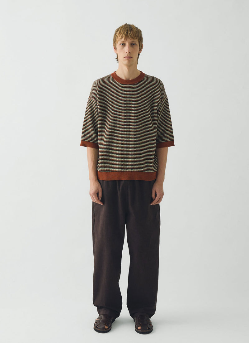 Knitted Cotton Tee | Green Multi