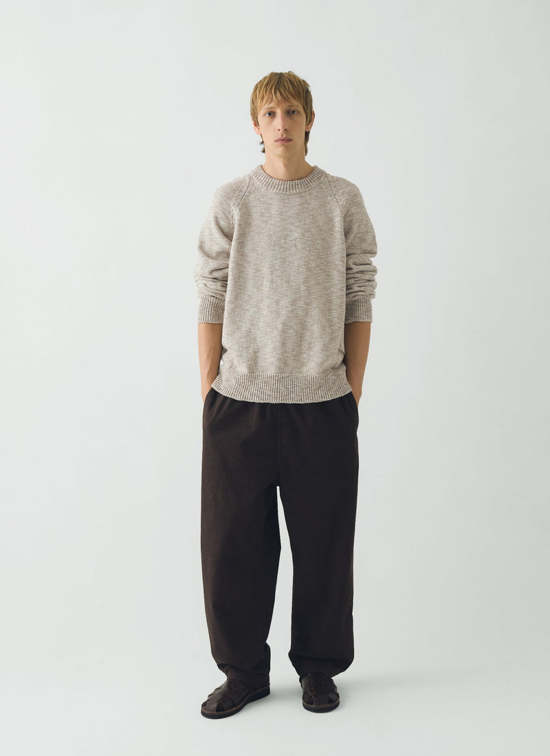 Linen Cotton Crew Neck Sweater | Natural
