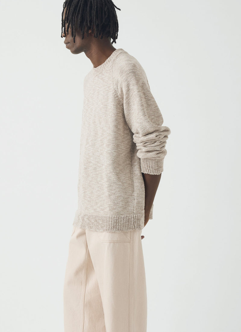 Linen Cotton Crew Neck Sweater | Natural