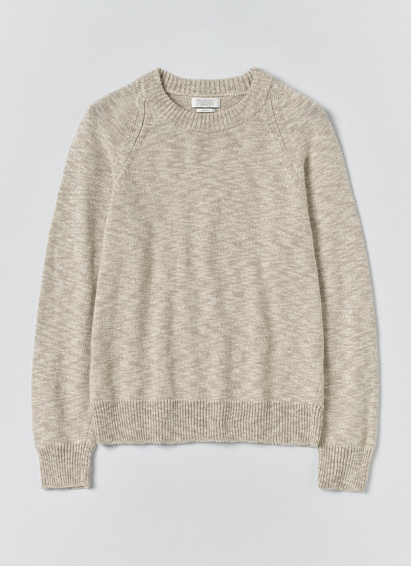 Linen Cotton Crew Neck Sweater | Natural