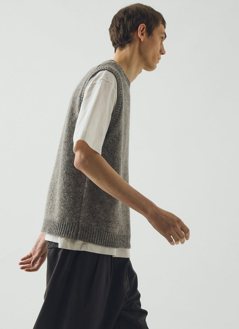 Donegal Wool Crew Neck Tank | Smoke