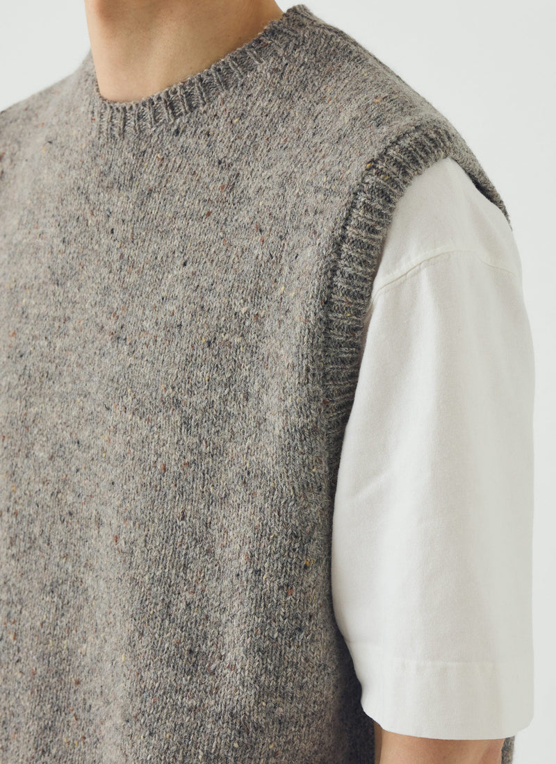 Donegal Wool Crew Neck Tank | Smoke
