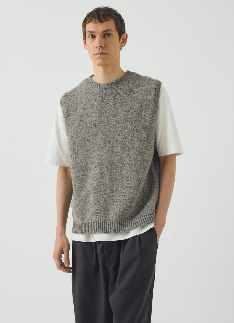 Donegal Wool Crew Neck Tank | Smoke