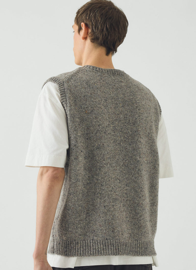 Donegal Wool Crew Neck Tank | Smoke