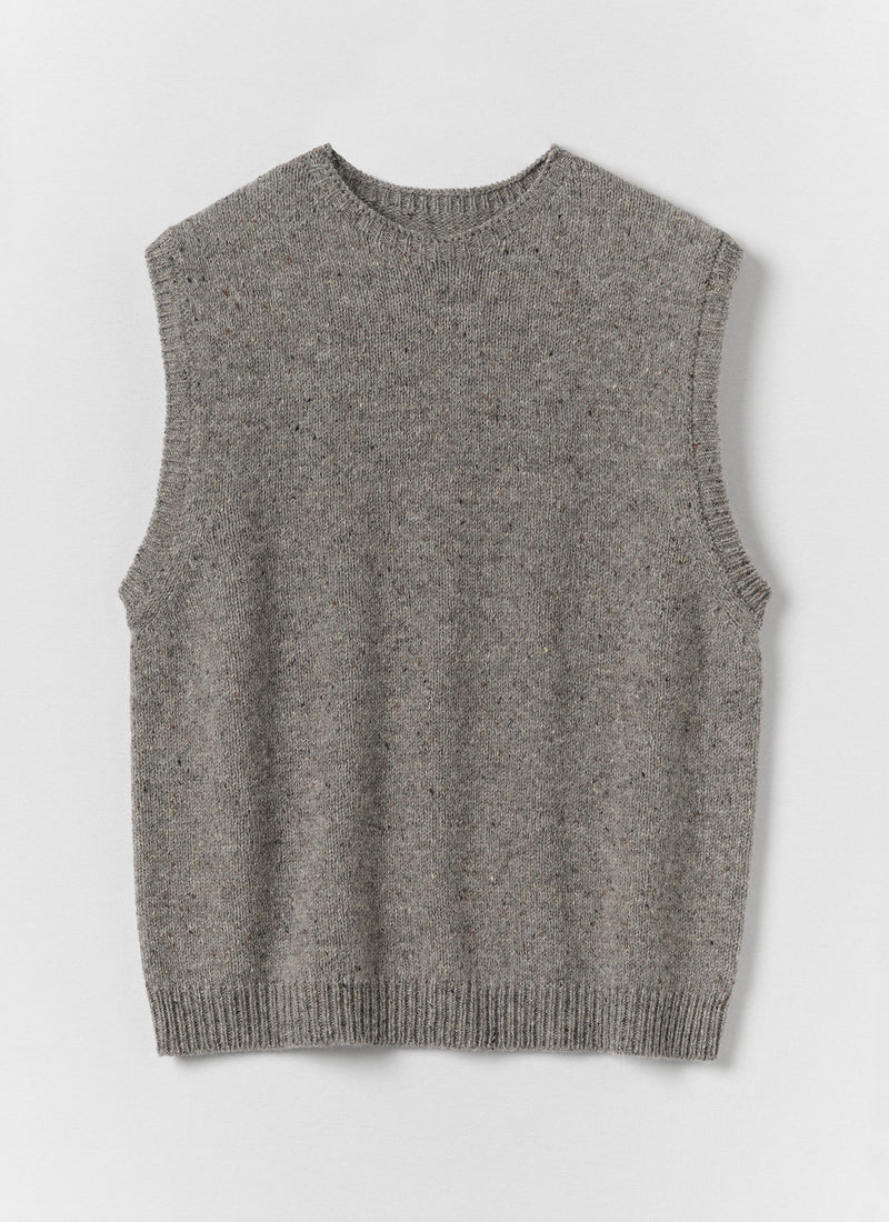 Donegal Wool Crew Neck Tank | Smoke
