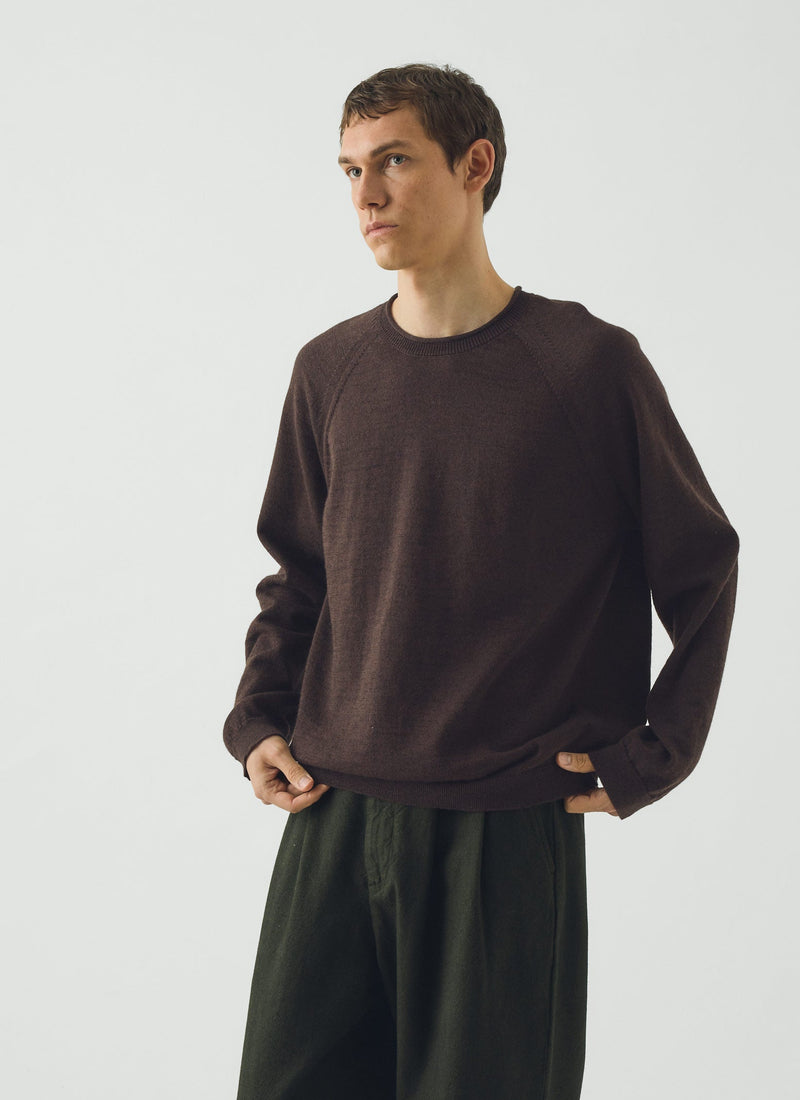 Wool Cotton Raglan Sweater | Dark Chocolate