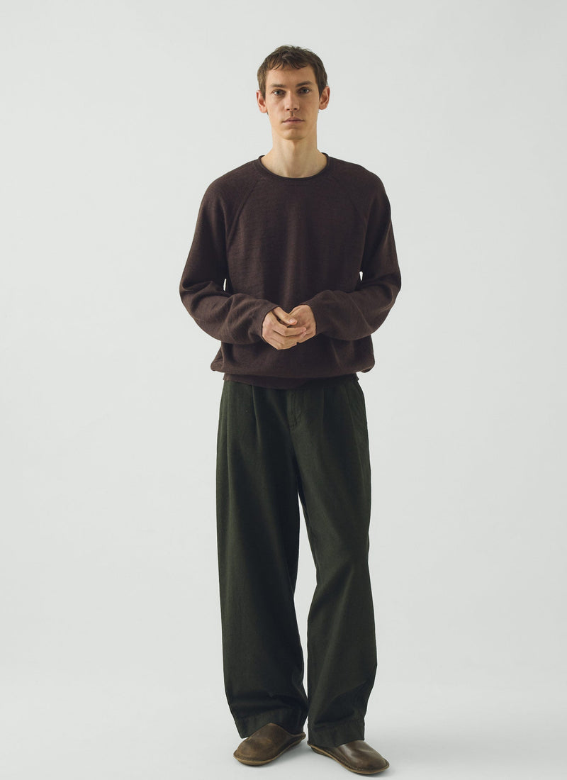 Wool Cotton Raglan Sweater | Dark Chocolate