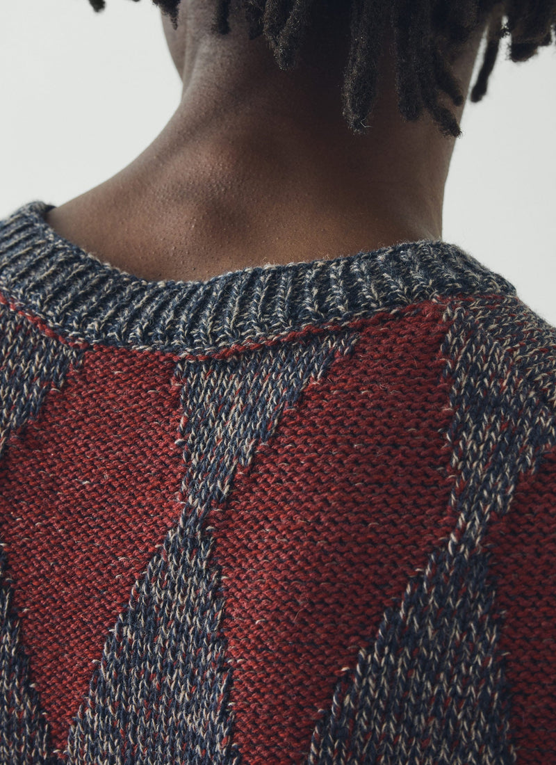 Totem Wool Cotton Knitted Tank | Navy/Red