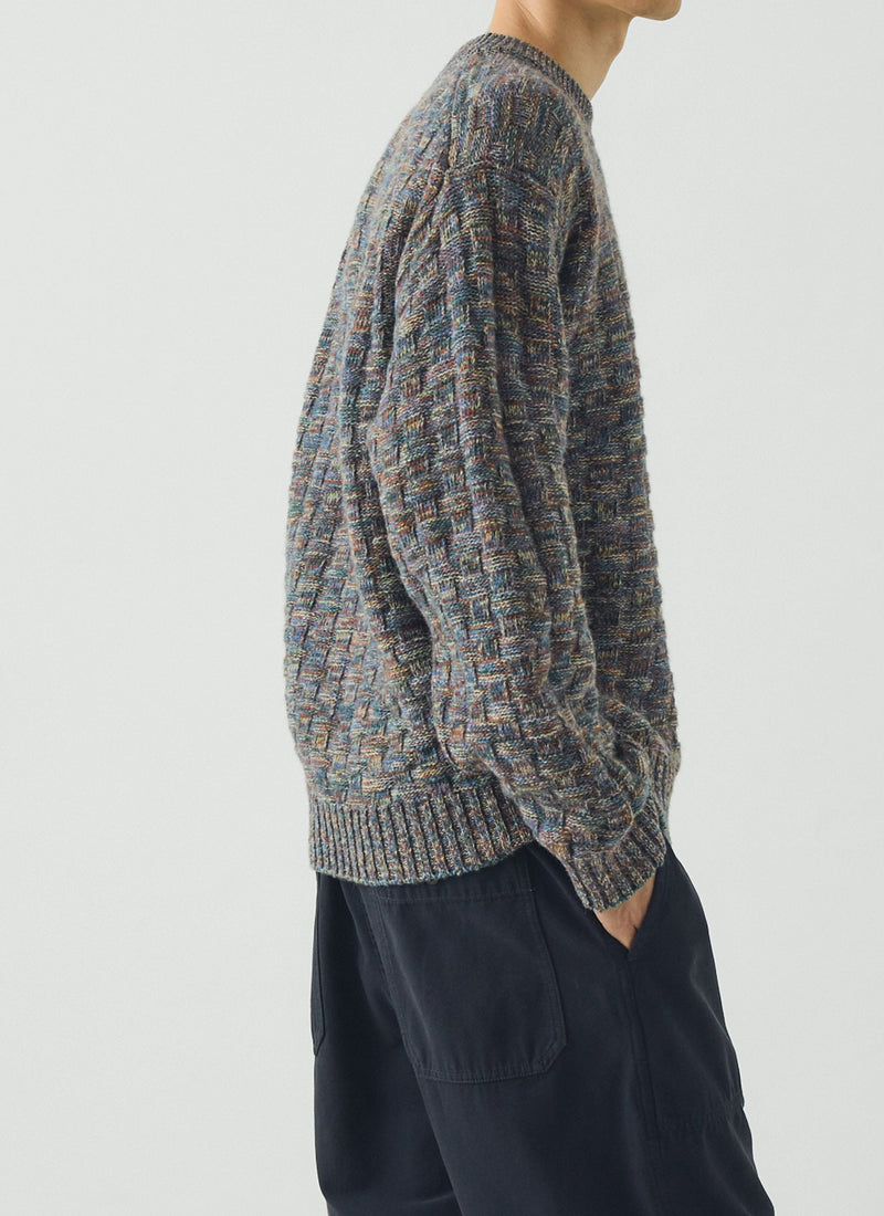 Textured Marled Wool Sweater | Shadow Blue Multi