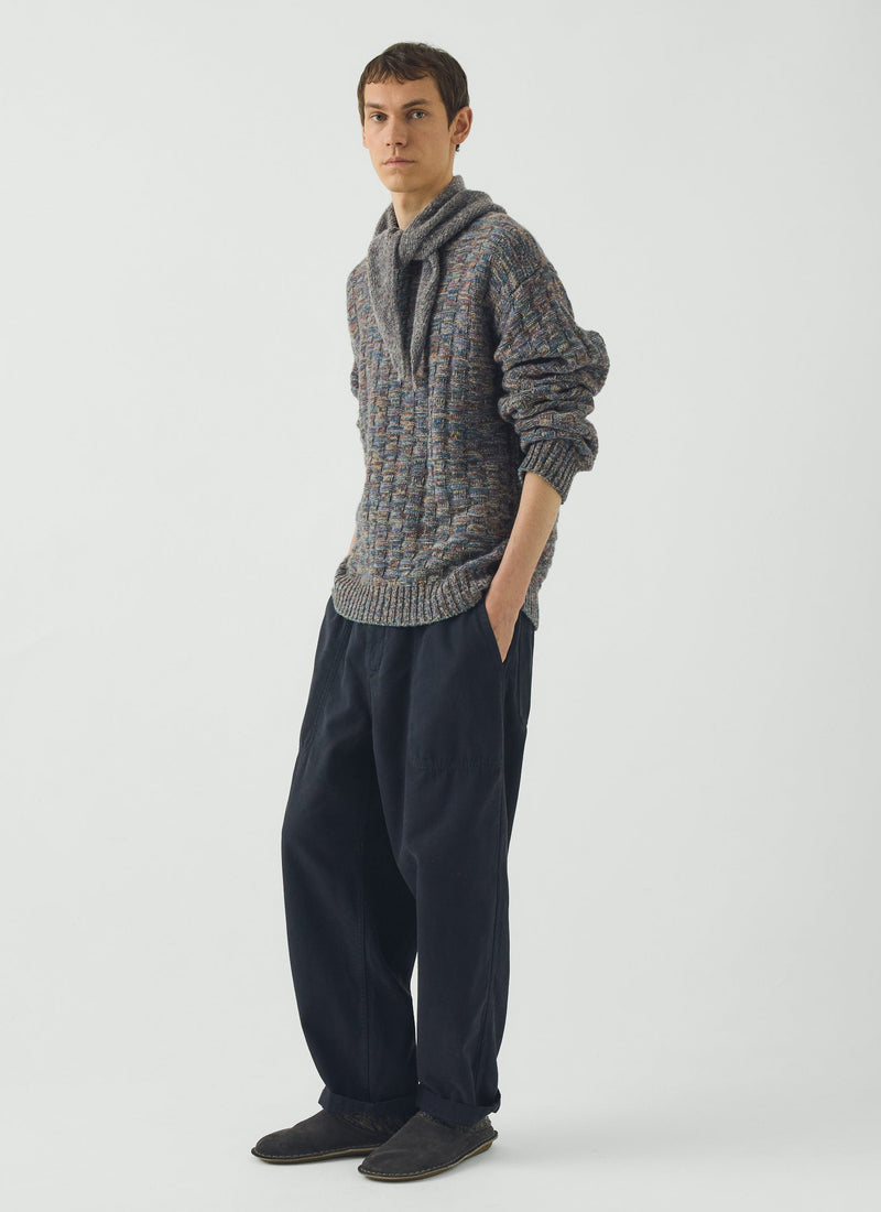 Textured Marled Wool Sweater | Shadow Blue Multi