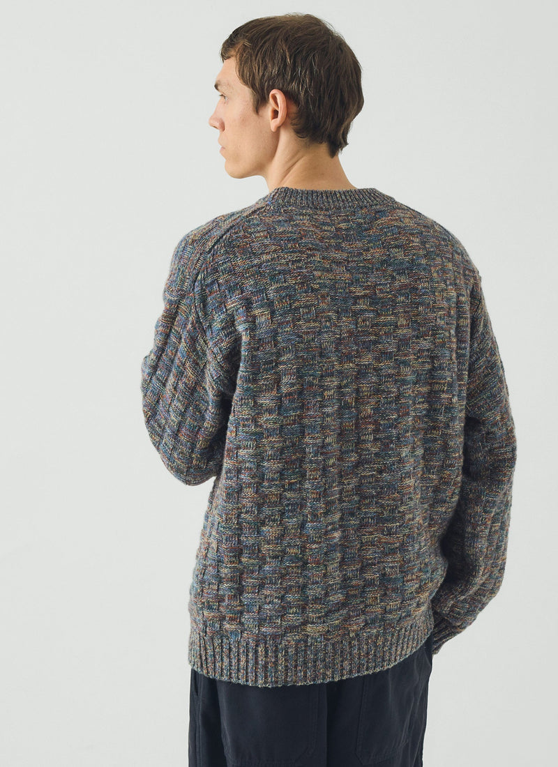 Textured Marled Wool Sweater | Shadow Blue Multi