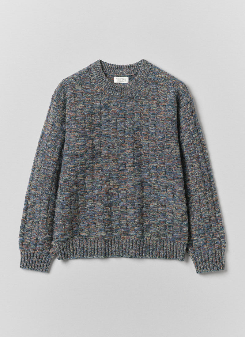 Textured Marled Wool Sweater | Shadow Blue Multi