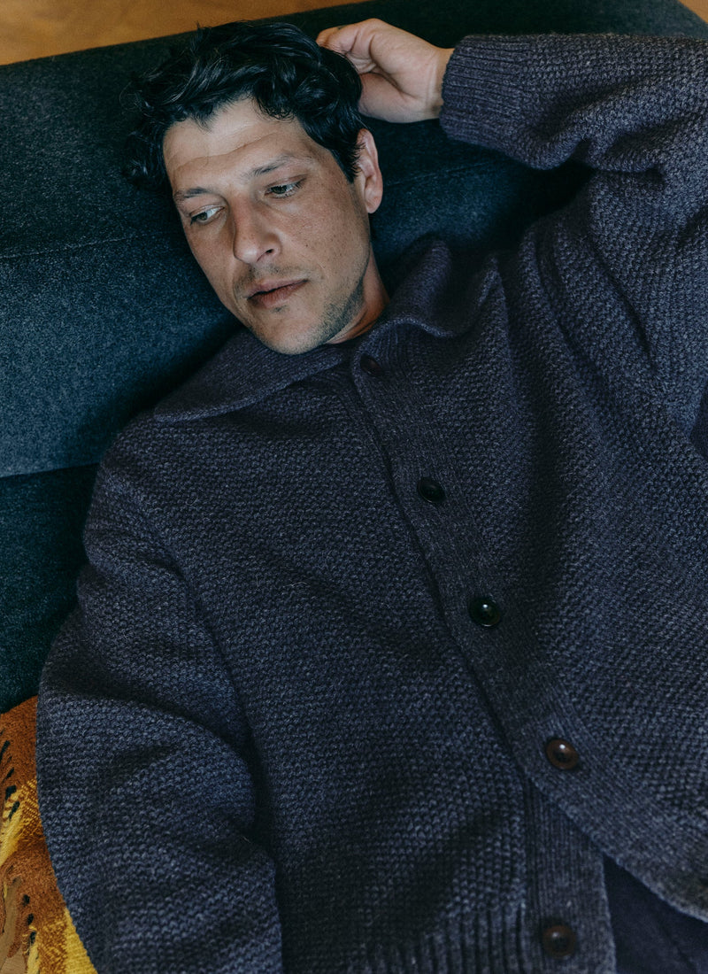Collared Wool Cardigan | Flint Grey