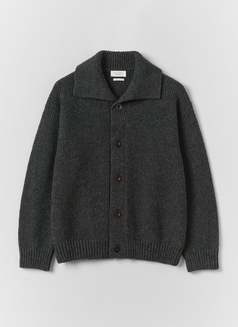 Collared Wool Cardigan | Flint Grey