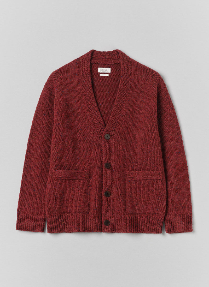 Donegal V Neck Cardigan | Russet Red