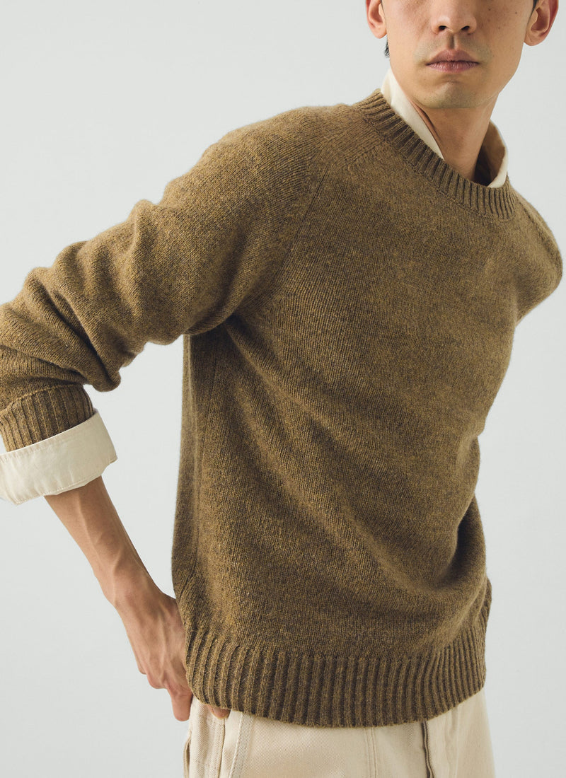 Crew Neck Wool Sweater | Dijon