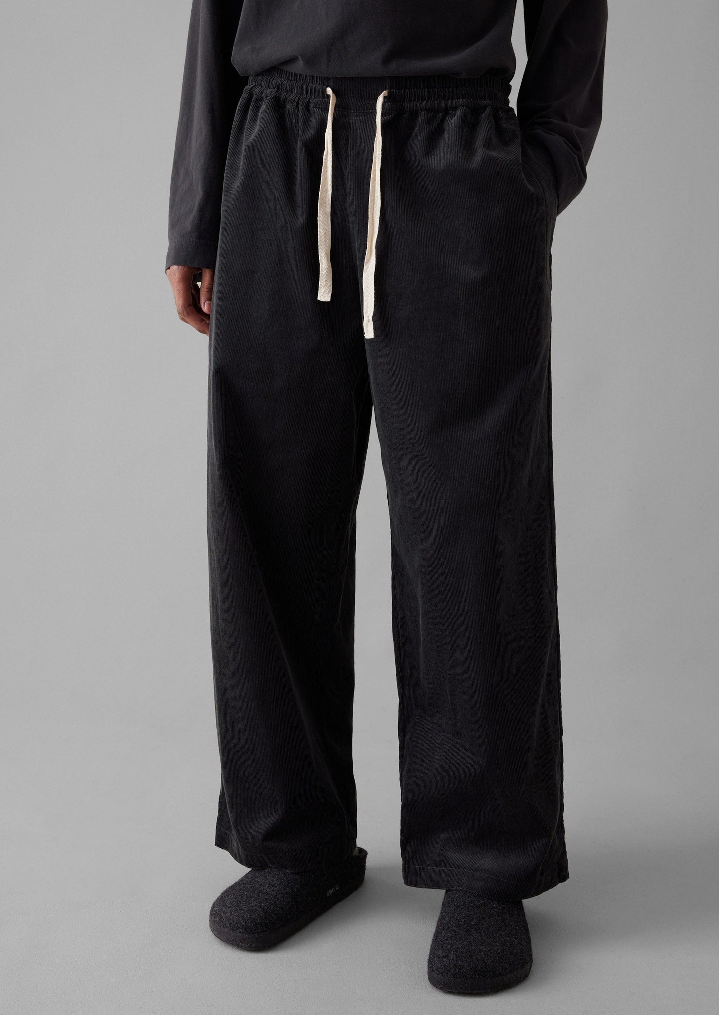 Soft Organic Cord Lounge Trousers | Charcoal