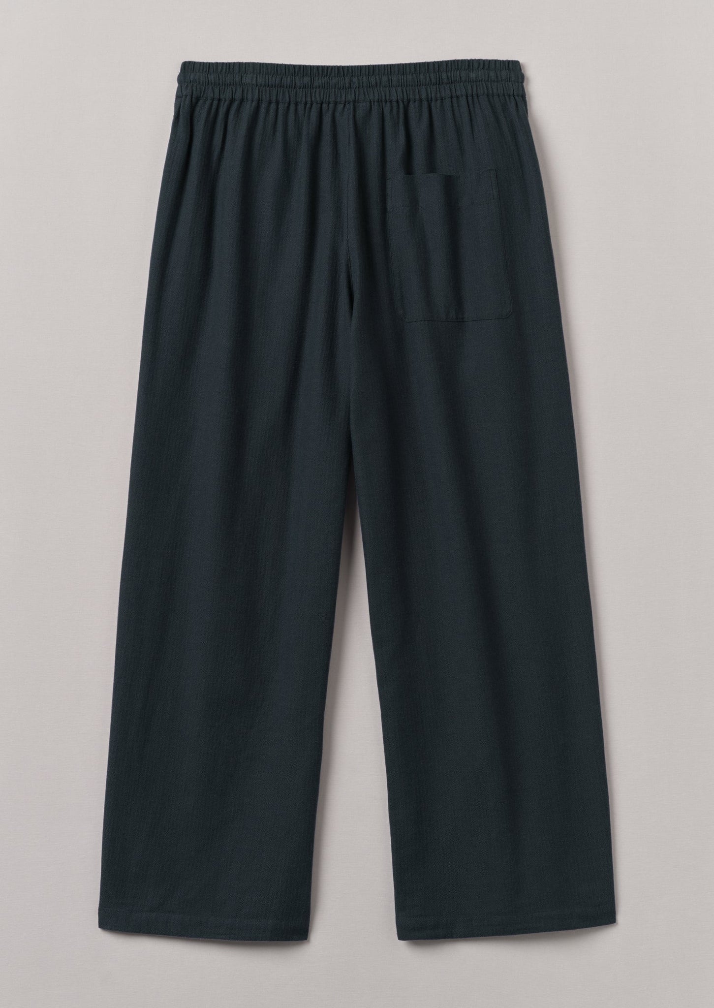 Brushed Cotton Herringbone Drawstring Trousers | Blue Slate