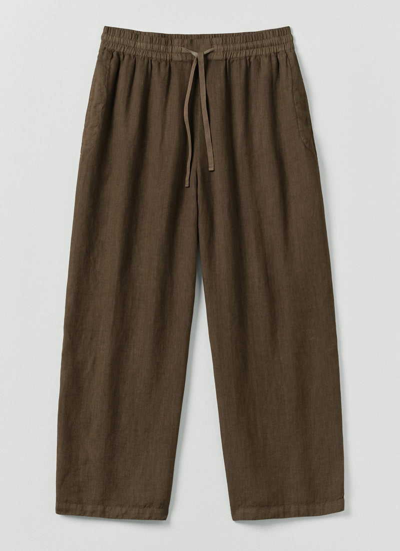 Garment Dyed Linen Drawstring Trousers | Pear