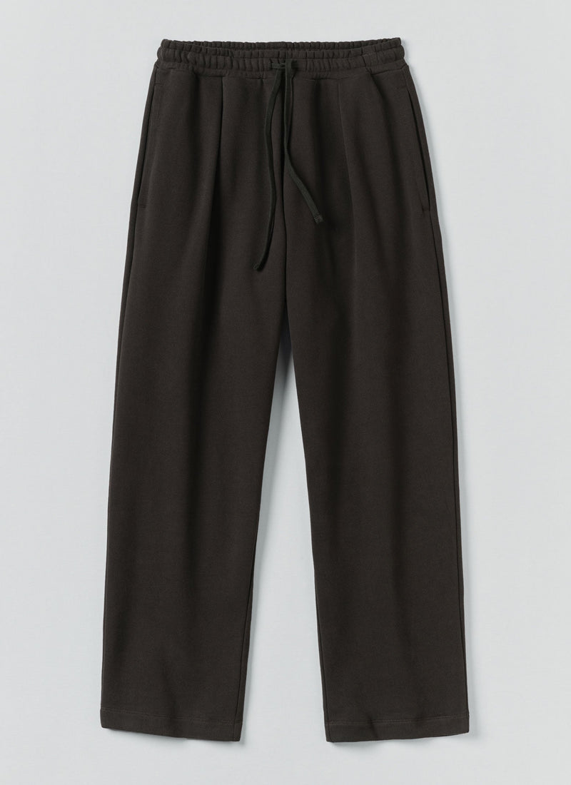Loopback Jersey Pleated Trousers | Black Pepper