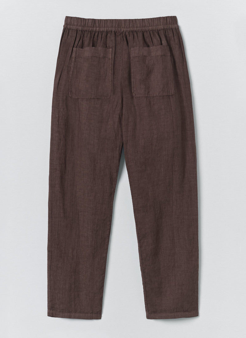 Alfie Garment Dyed Linen Trousers | Dark Russet